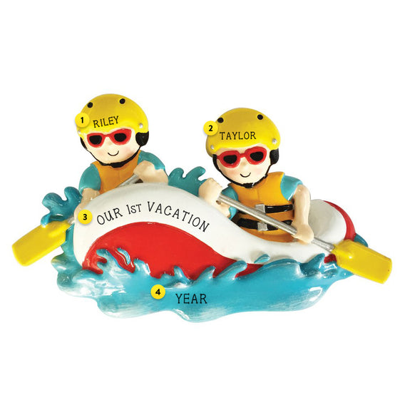 Water Rafting Couple Personalized Resin Christmas Ornament
