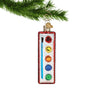 Watercolor Paint Palette Glass Christmas Ornament hanging by a gold swirl hook