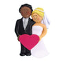 Wedding Couple Christmas Tree Ornament, African American Male with Blonde Female 