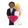 Wedding Couple Christmas Tree Ornament, African American Male with Blonde Female 