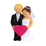 Wedding Couple Christmas Tree Ornament, Blonde Male with Brunette Female