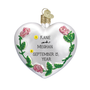 Wedding Heart with entwined rings personalized glass Christmas ornament