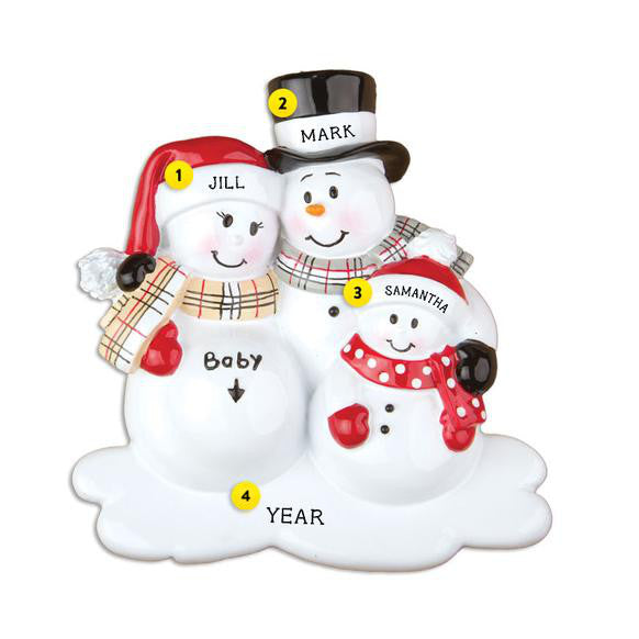 We're Expecting Snowman Family with 1 Child Ornament for Christmas Tree