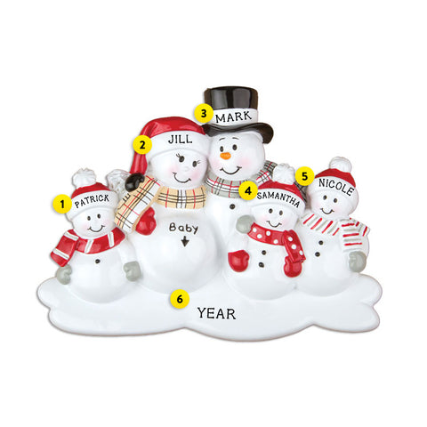 We're Expecting Snowman Family with 3 Children Ornament for Christmas Tree