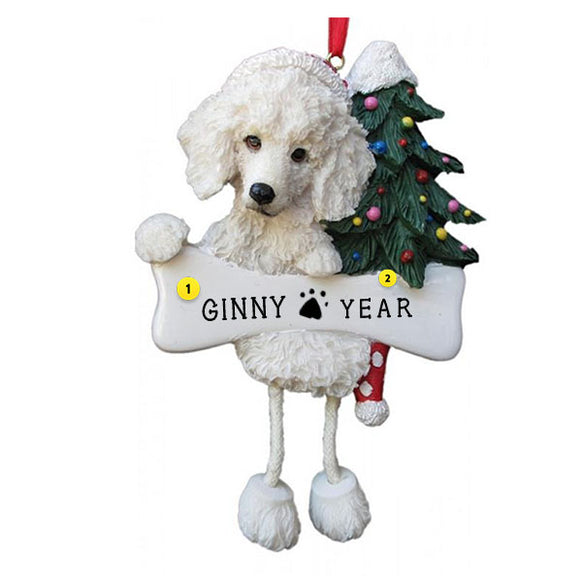 White Poodle Dog Ornament for Christmas Tree