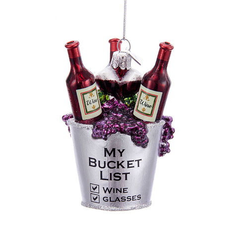 Wine Bucket List Glass Ornament for Christmas Tree