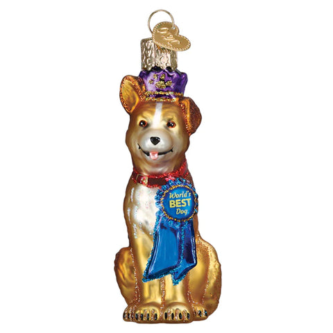 Glass Golden Puppy World's Best Dog Ornament