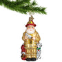Santa Firefighter Glass Christmas Ornament 