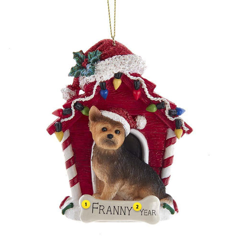 Yorkshire Terrier in Dog House Christmas Tree Ornament