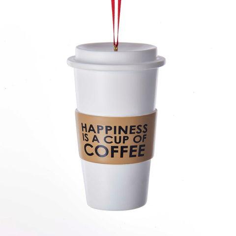 Happiness is a cup of Coffee, Coffee mug Christmas Tree Ornament