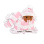 Baby Girl's 1st Christmas Present Ornament - African-American Female Christmas Tree Ornament