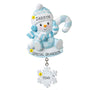 Snowbaby Blue with Candy Cane Personalized Christmas Ornament