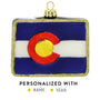 Colorado Mountain Scene with State Flag Blown Glass Christmas Ornament 