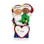 Couple Wrapped in Lights Christmas Ornament Caucasian Female African American Male