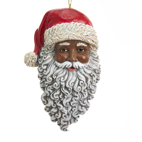 African American Santa Head Christmas Tree Ornament