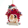 Pomeranian in Dog House Christmas Tree Ornament