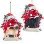 Pug in Dog House Christmas Tree Ornament, 2 Assorted A. Cream, B. Black