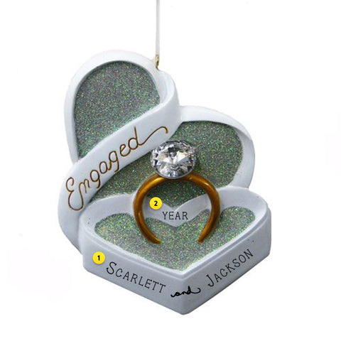 Engaged Heart Shaped Box Ornament  