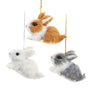 Fuzzy Bunny Christmas Tree Ornament, 3 Assorted, Tan, White or Gray