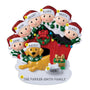 Family of 6 with dog  in doghouse personalized ornament