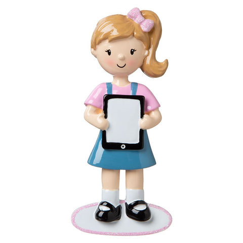 Girl with Ipad or Tablet ornament