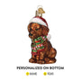 Personalized Ornament for Chocolate Lab Puppy with Santa hat and scarf
