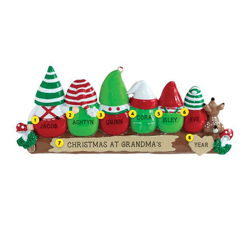 Gnome family of 6 Christmas Tree Ornament