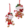 Gingerbread Boy or Girl Christmas Tree Ornament with Candy Cane