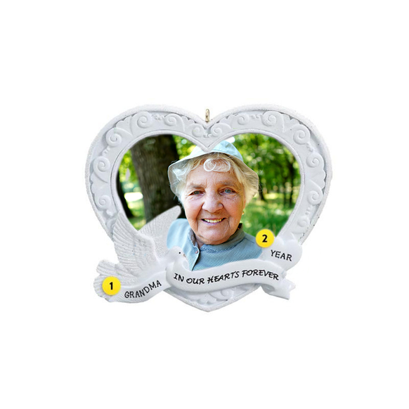 In Our Hearts Forever Memorial Photo Frame Personalized Christmas Ornament