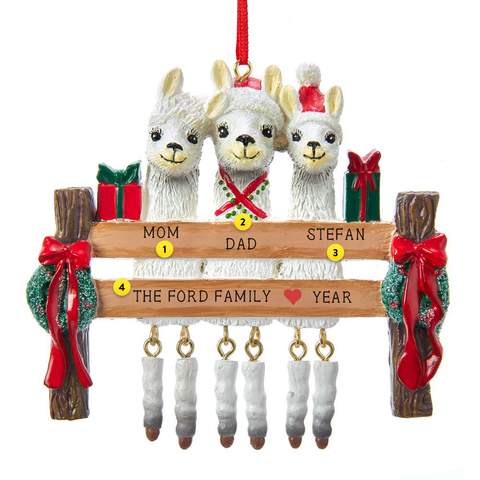 Llama Family of 3 Ornament For Christmas Tree