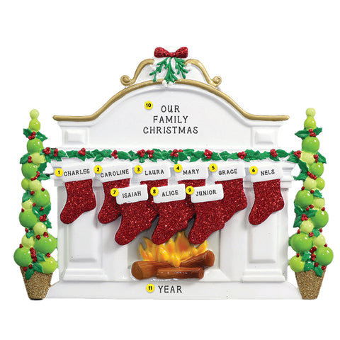 Mantel with Stockings Family of 9 Table Top Decoration