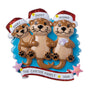 Otter Family of 3 with Santa Hats Personalized Resin Christmas Ornament