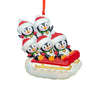 Family of 5 Christmas Ornament with penguins on a sled