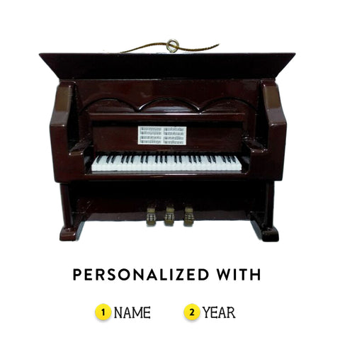 Upright Piano Christmas Ornament - Brown Personalized