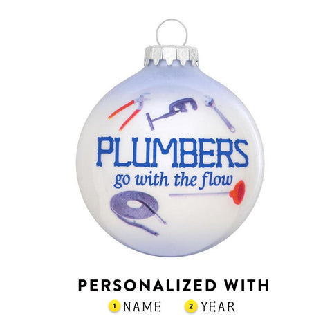 Plumbers Go with the Flow glass bulb ornament