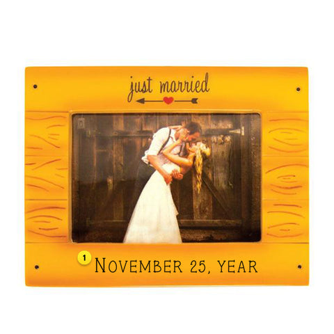 Rustic Wedding Photo Frame Personalized Ornament