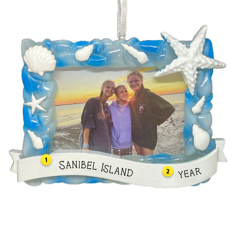 Personalized Beach Frame Ornament with seashells