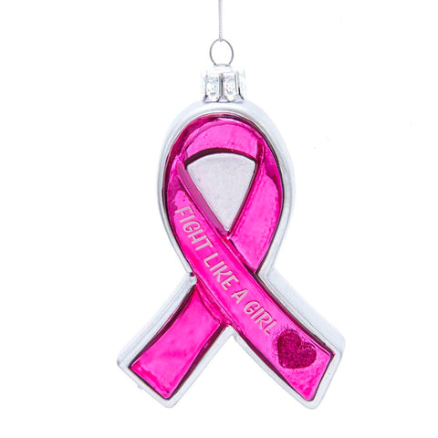 "Fight Like A Girl" Breast Cancer Pink Ribbon Christmas Tree Ornament