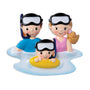 Snorkeling Family of 3 resin personalized ornament
