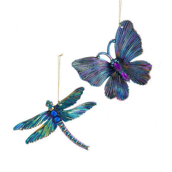 Silver Glitter Butterfly and Dragonfly Ornaments