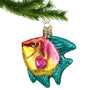 Glass Angelfish Ornament hanging by a gold swirl hook
