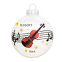Violin with music notes glass bulb ornament