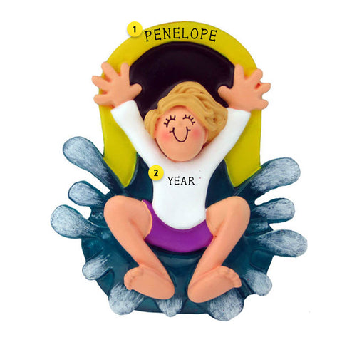 Personalized Water Slide Ornament - Female, Blonde Hair